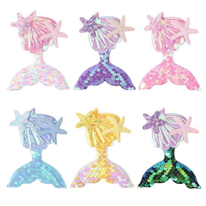 El Regalo 6 PCs Mermaid Hair Clips Glitter Reversible Sequin Bows Barrettes Set for Baby Girl Kids Teens & Women (B09418619N) Amazon Price History, Amazon Price Tracker