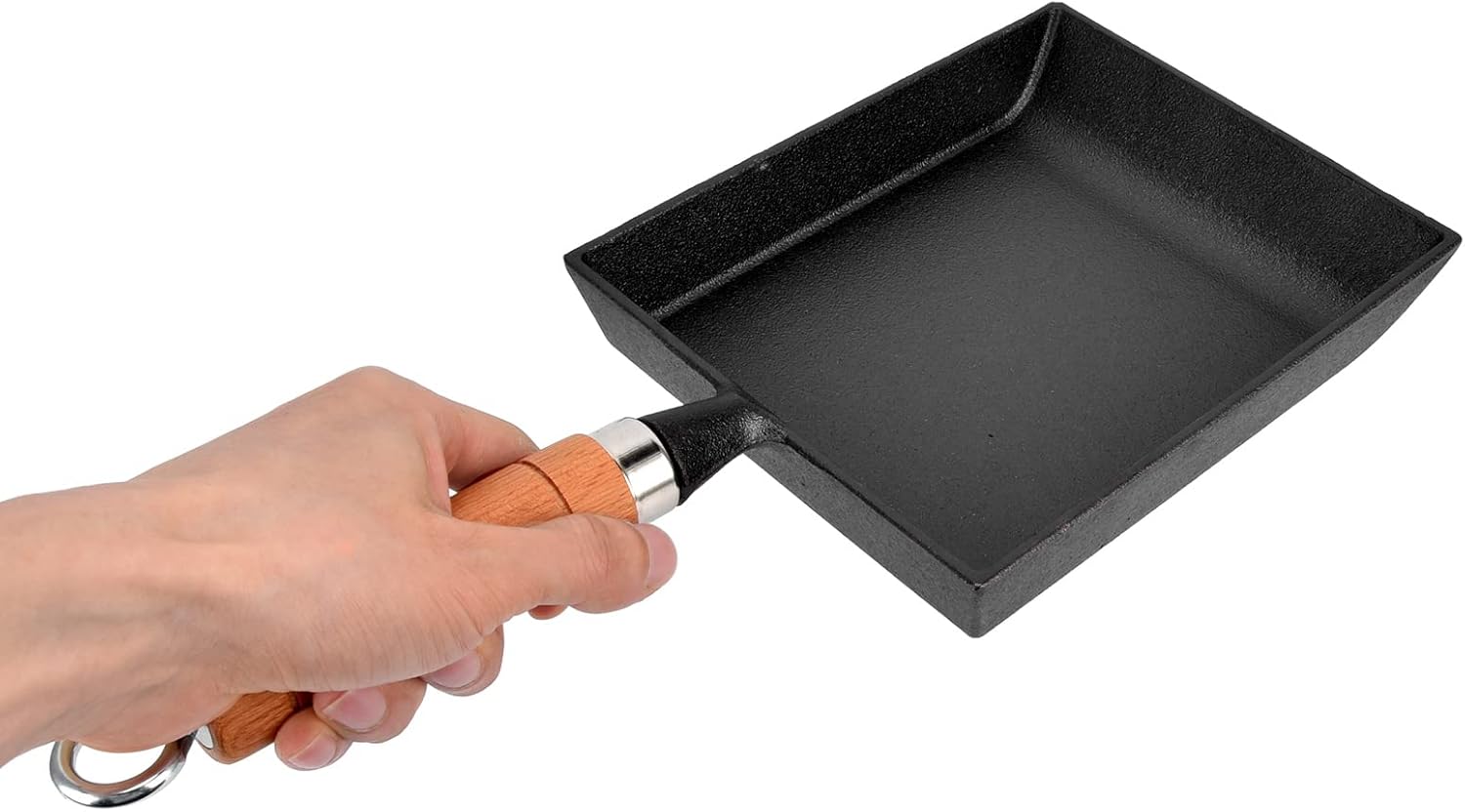 Japanese Omelette Pan, Thickened Tamagoyaki Frying Pan with Wood Handle Cast Iron Nonstick Square Flat Bottomed Pancake Pan for Kitchen