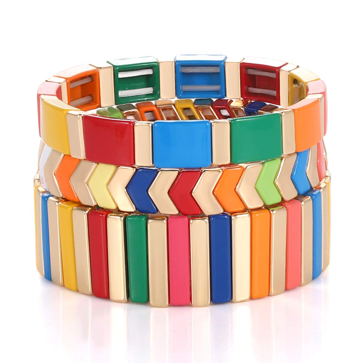 Buy LENOOCLE Enamel Tile Bracelet for Women Colorful Enameled Beaded