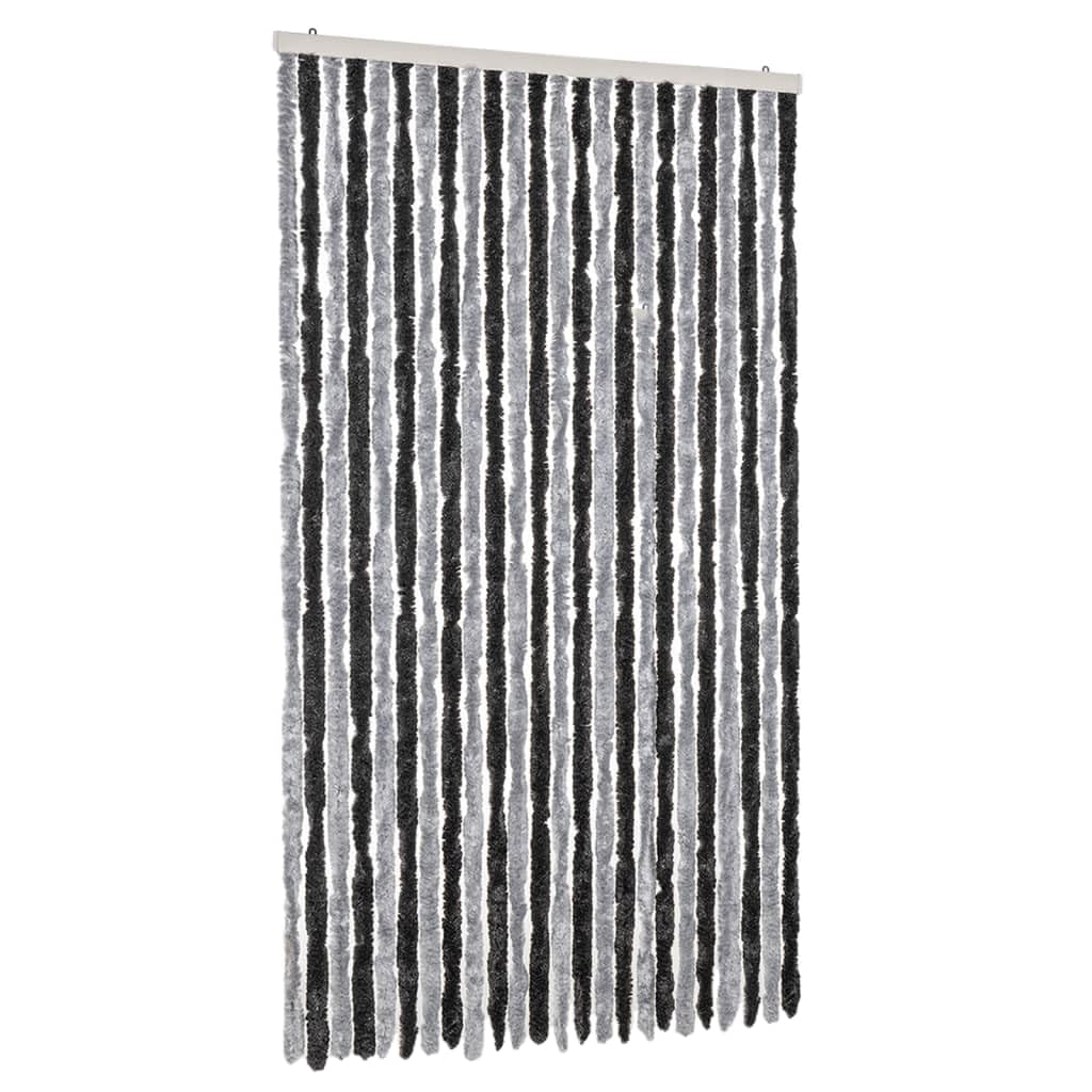 vidaXL Fly Curtain, Fly Screen for Window Living Room Doorways, Door Curtain for Decorations, Fly Blind, Grey and Black 100x220 cm Chenille