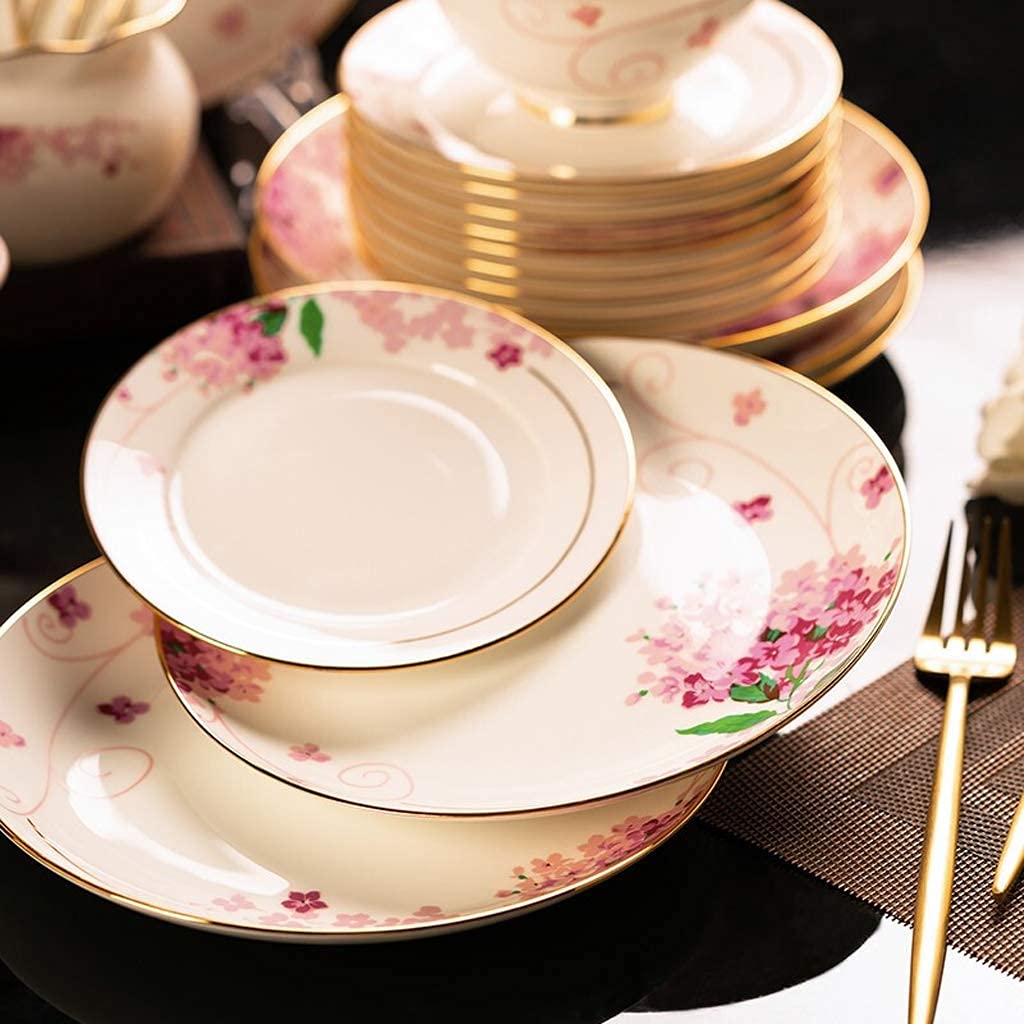 H3TF5J Ceramiczny zestaw zastawy stołowej, 50 sztuk złota zastawa stołowa, zdrowa glazura o wysokiej temperaturze, rodzinna restauracja, prezent urodzinowy ślubny