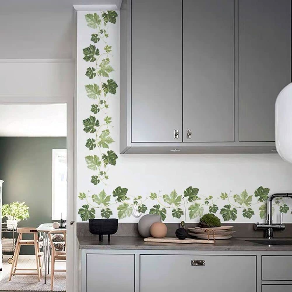 WandSticker4U®- [6er Pack] Adesivi murali FOGLIE di EDERA verde piante rampicante (L: 1,7 M) I Adesivi da parete piante foglie verdi I Decorazioni parete camera da letto cucina bagno corridoio mobili