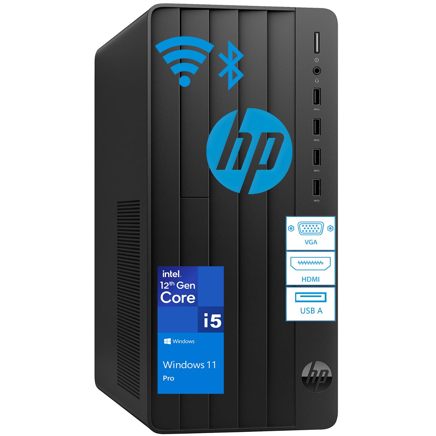 HP Tower Desktop Computer for Home Student and Business, Intel 6-Core i5-12500 (Beat i7-11700), 64GB DDR4 RAM, 2TB PCIe SSD, UHD Graphics 770, WiFi, Bluetooth, RJ-45, HDMI, VGA, Windows 11 Pro