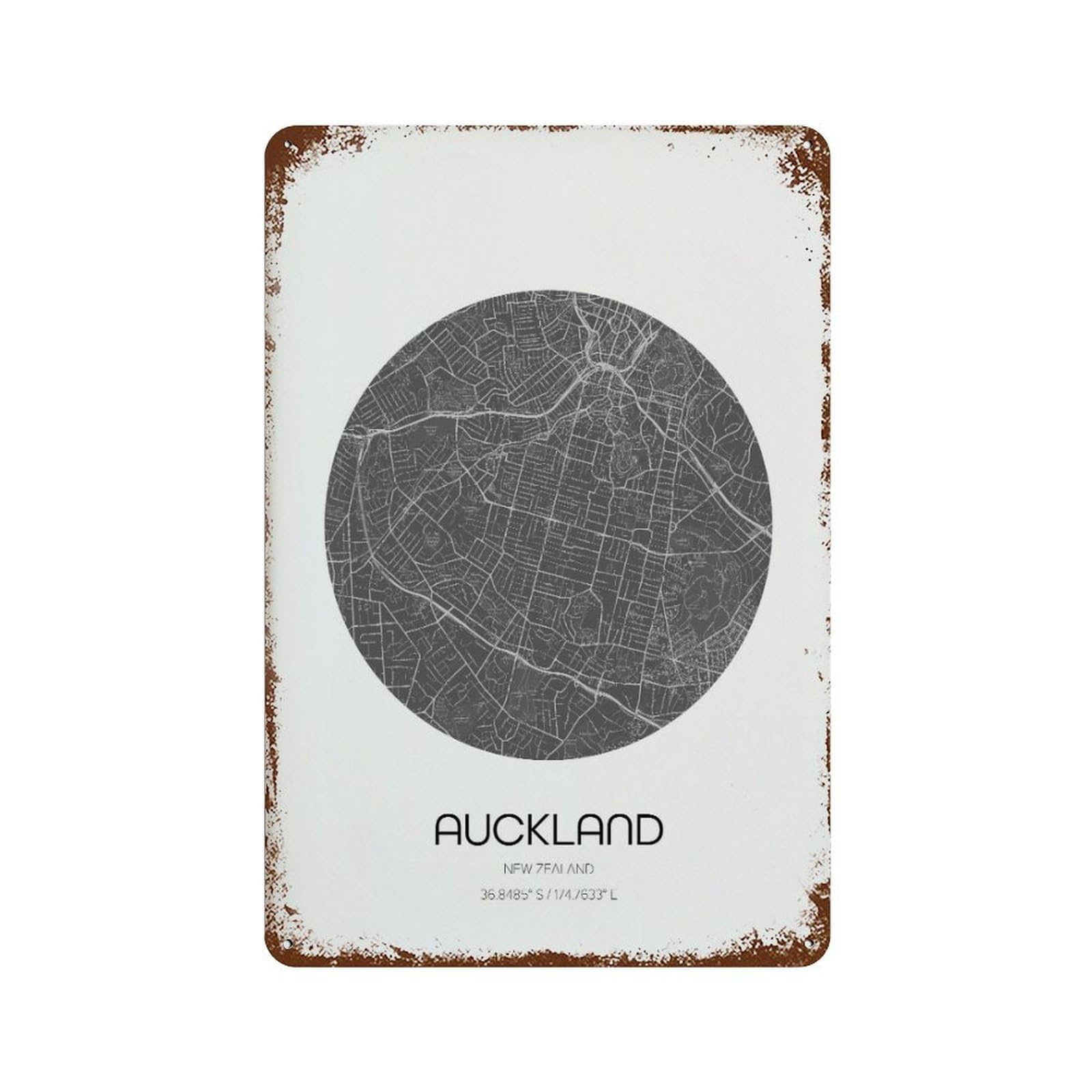 xiaoxiaoshen Auckland Map Modern City Wall Decor Art Metal Tin Poster Modern Home Decor Art Home Bar Shop Decorations Vintage Sign 30x20cm