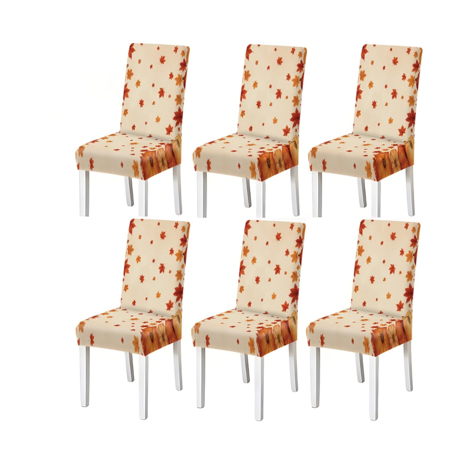 BOSUYBN Autumn Maple Leaves Print Stretch Dining Chair Covers, Set Of 2/4/6 Furniture Protectors for Home Dining Room(6PCSChair cover)