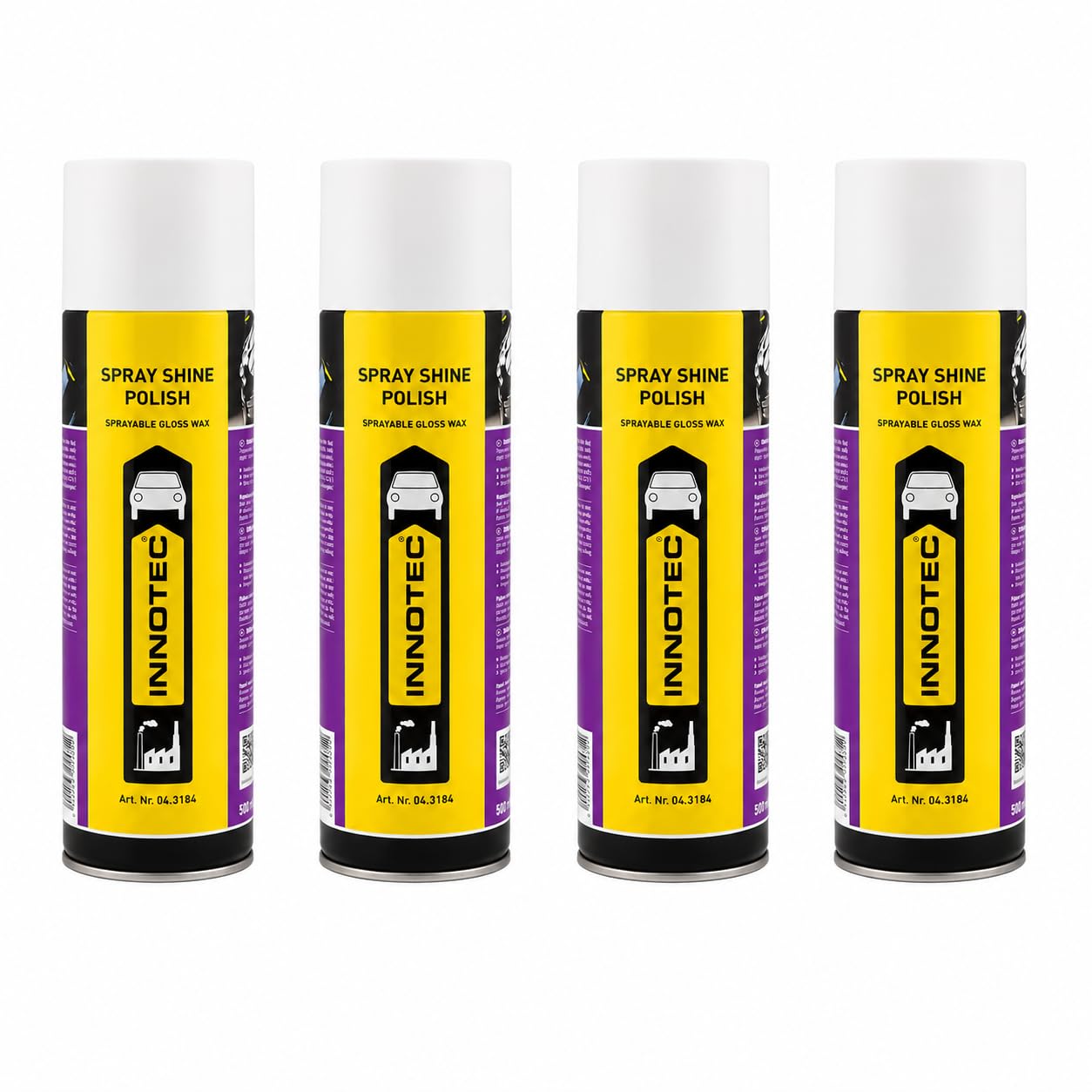 4 Stück Innotec Spray Shine Polish hochwertige Sprühpolitur - schnelles und müheloses Versiegeln von Lack- und Kunststoff-Flächen - für alle glatten und/oder lackierten Oberflächen