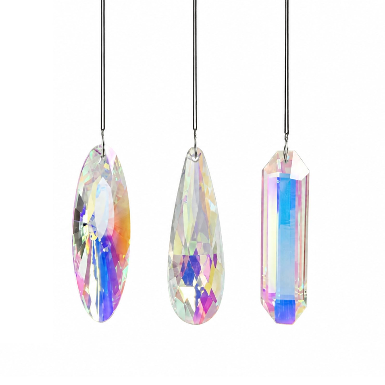 3 Pezzi Acchiappasole in Cristallo K9 da Appendere, Prisma Arcobaleno per Finestre, Gocce di Vetro Sfaccettato per Lampadario, Decorazione Feng Shui per Casa Giardino, Idea Regalo Natale