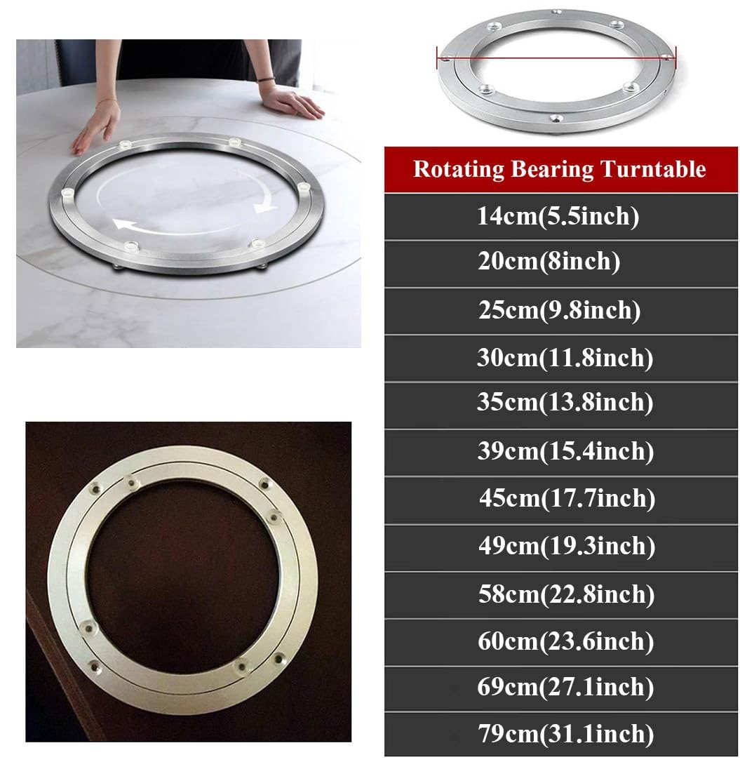 Cuscinetto Lazy Susan In Alluminio, Cuscinetto Per Giradischi, Ø 14 20 25 30 35 39 45 49 58 60 69 79 Cm, Piedini In Gomma Antiscivolo Facili Da Installare (Misurare : 69cm(27.1inch))