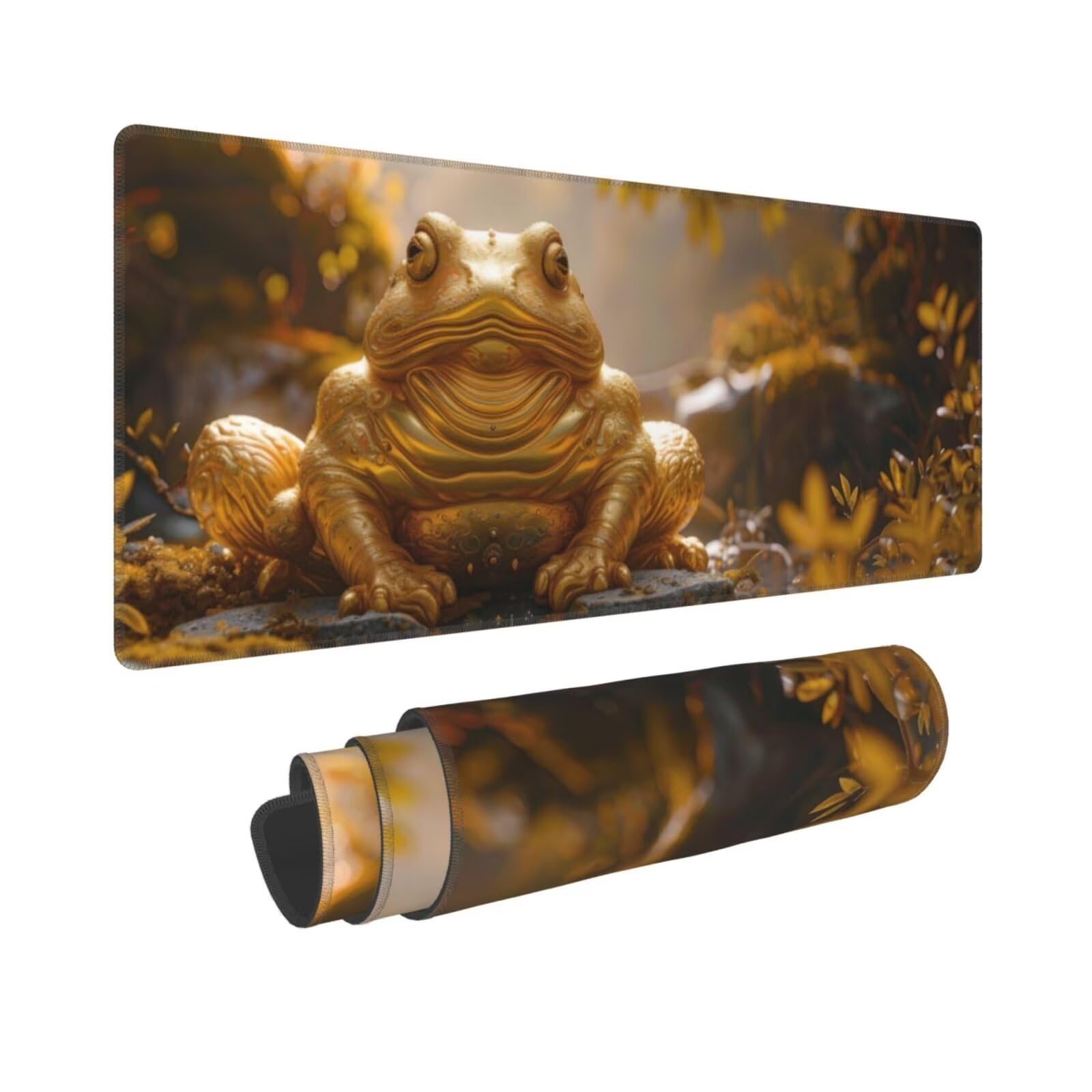 Tappetino Mouse, Tappetino Mouse Gaming Grande XXL 1500x800x3mm Tappetino Scrivania Mouse Pad, Base in Gomma Antiscivolo, Bordi Cuciti,Lavabile, Mousepad per Ufficio e Gaming (Rana Zhaocai) R-750