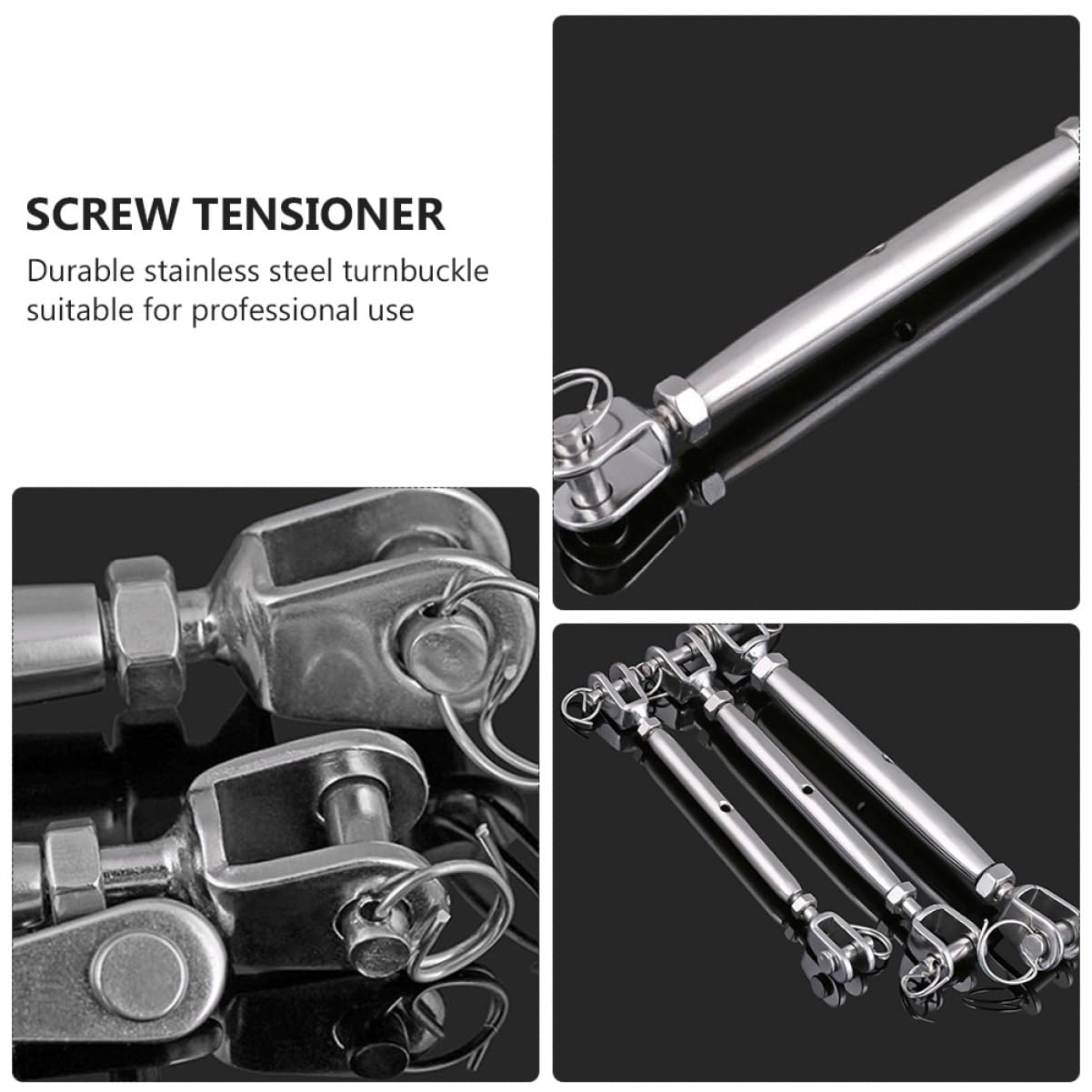 FUNOMOCYA 2pcs Closed Turnbuckle Bolts Wire Tightener Wire Tensioner Wire Rope Tension Wire Rope Clips Turnbuckle for Wire Rope Cable Turnbuckle Closed Body Turnbuckle Hooks Stainless Steel