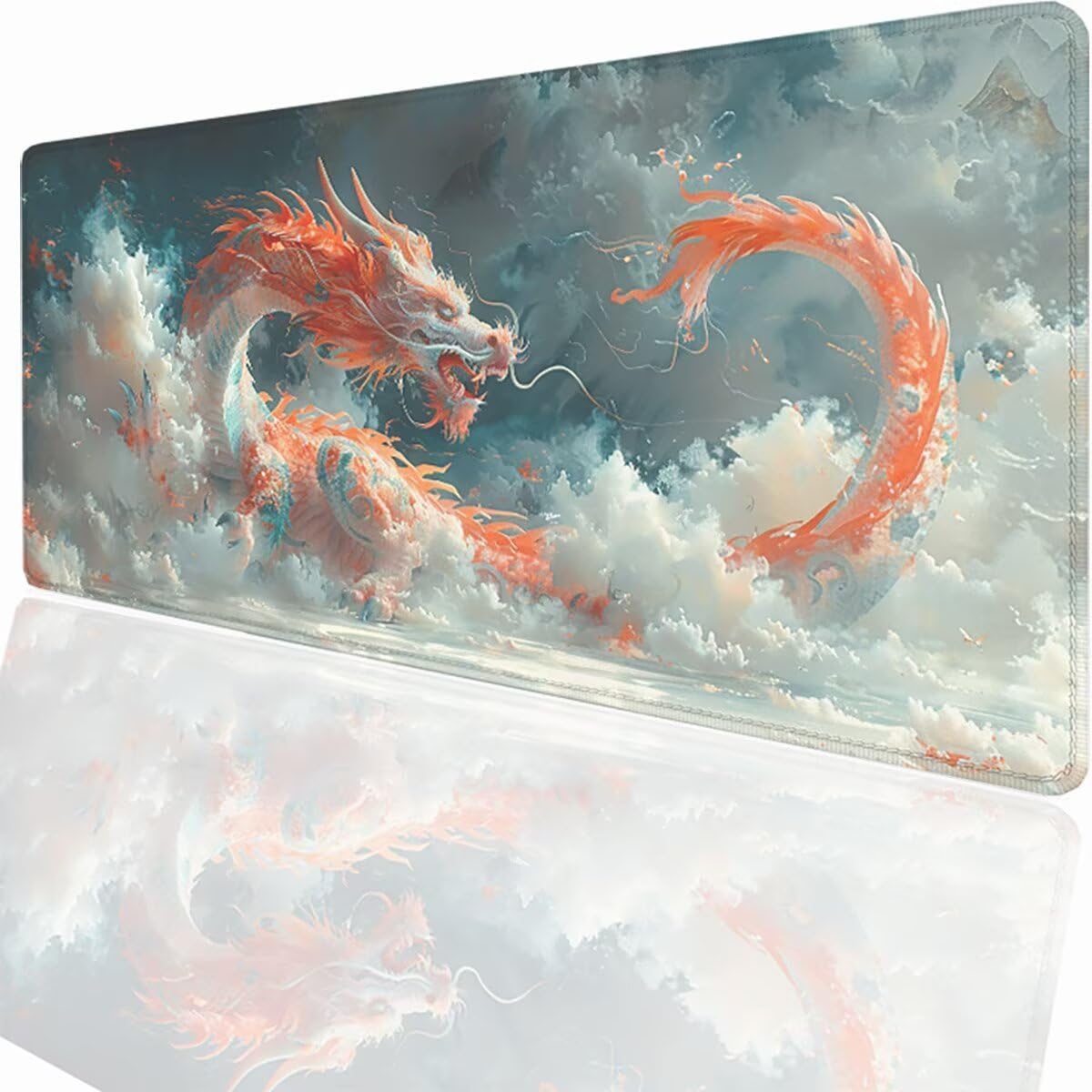 Alfombrilla Ratón Gaming XXL, Gaming Mouse Pad 1500x800x3mm, Protector Escritorio Antideslizante, Alfombrilla de Ratón DragóN Mousepad Grande, Tapete Raton para Jugadores de PC Oficina PjY12282 N-U