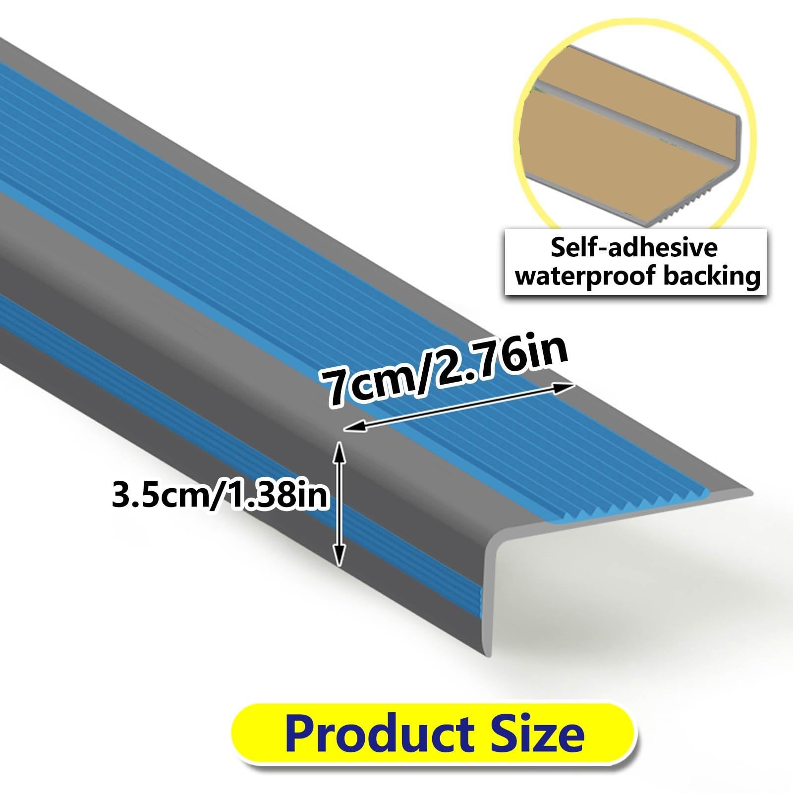 Tira de vinilo autoadhesiva antideslizante para escalera, borde de escalón antideslizante, borde de escalera de goma de PVC, DecoracióN De Esquinas De PeldañOs De Escalera, Cantonera Protector(Grayish