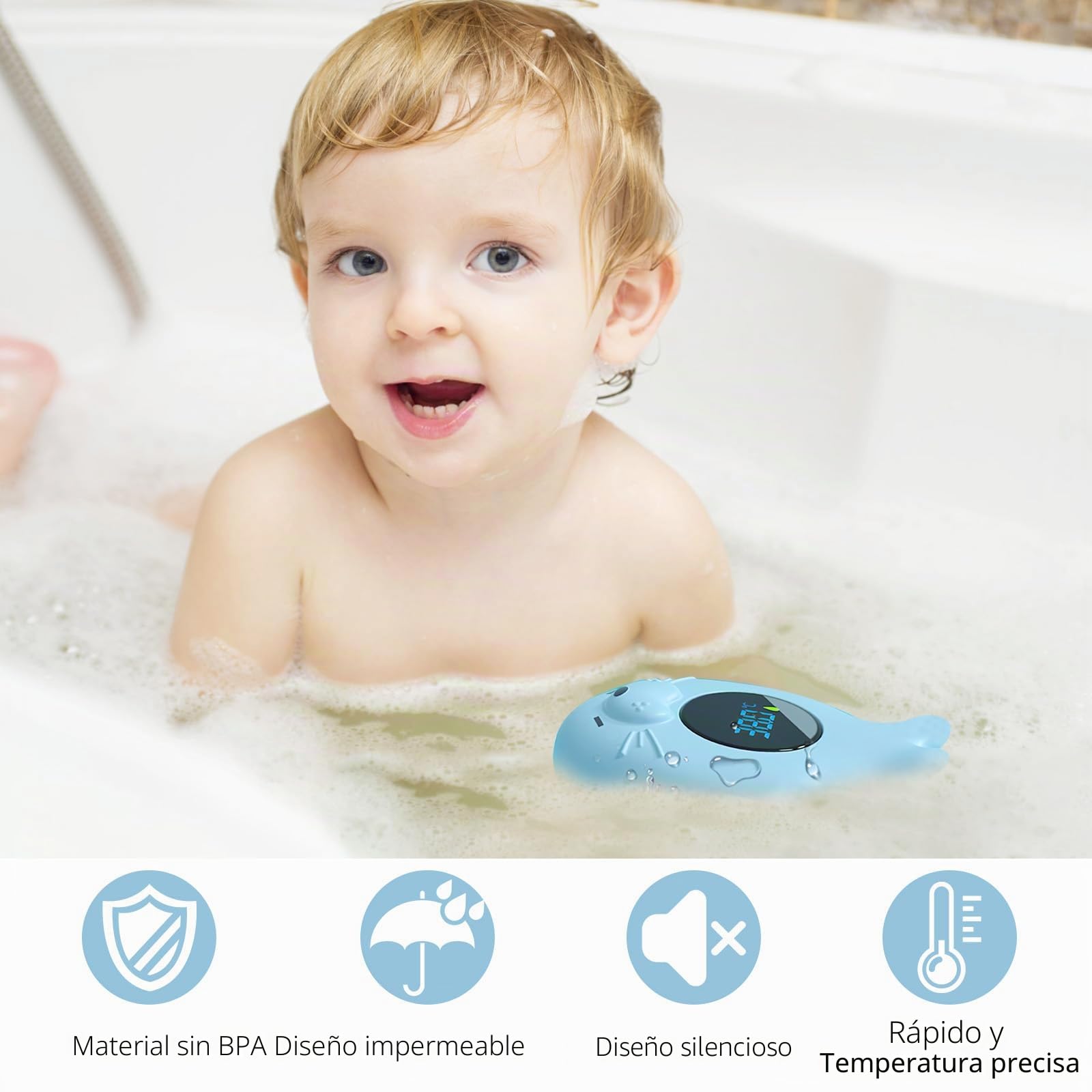 VOSSOT Termómetro digital de agua para bebés y niños - Azul