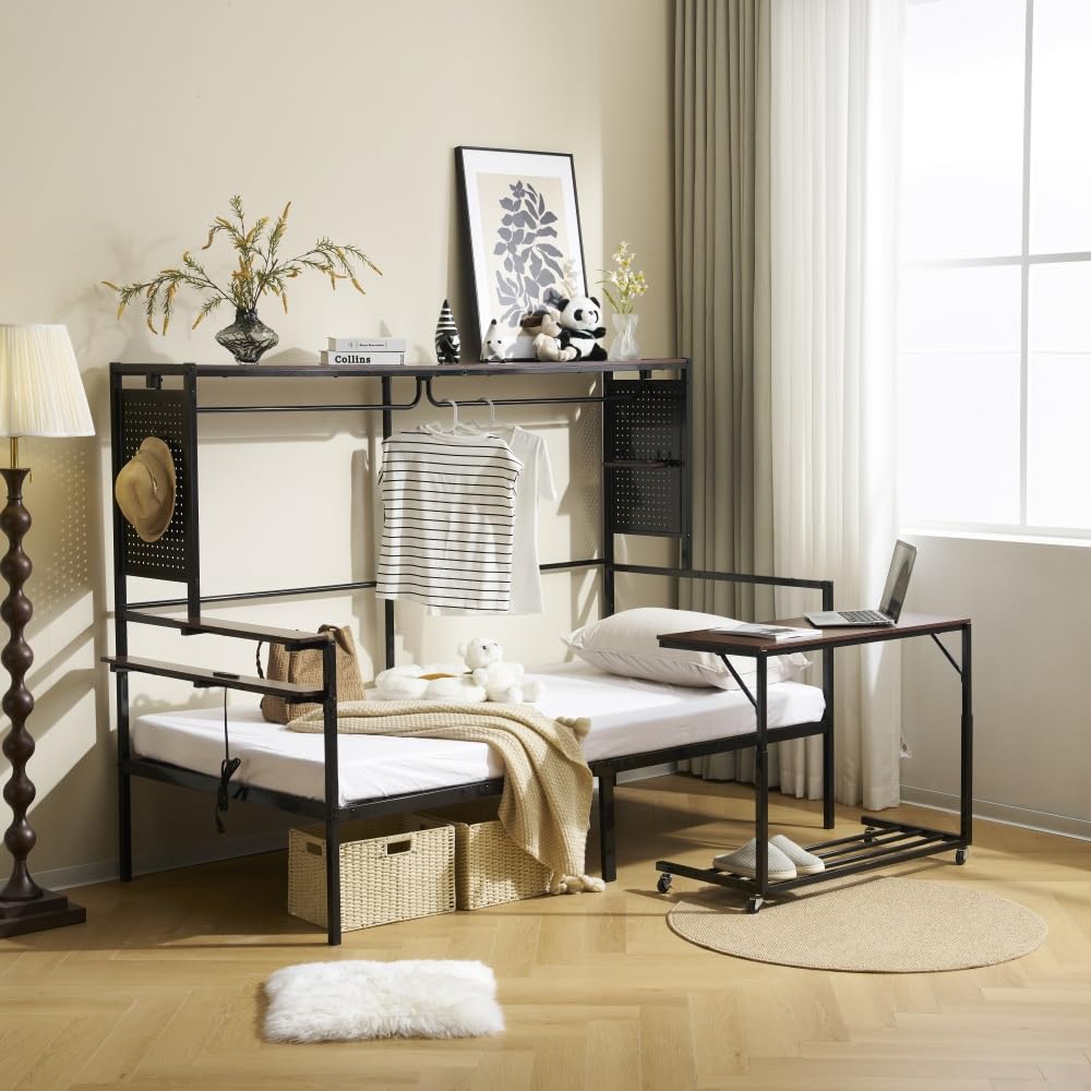 限定価格❣ロフトベッド シングル スチールネット付き 移動型