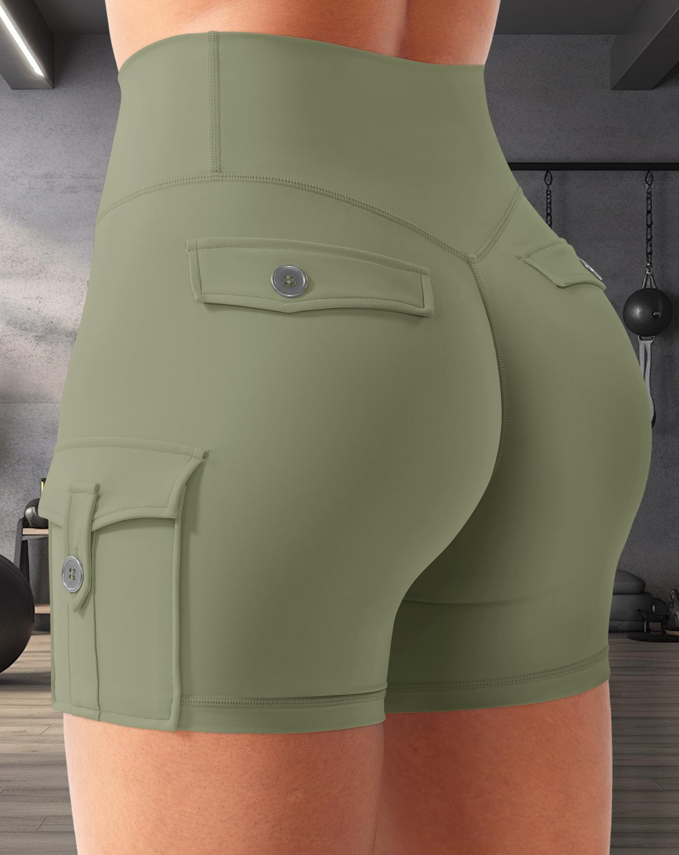 CoreFlex - Pantalones cortos de entrenamiento para mujer con bolsillos tipo cargo, cintura oculta, entrepierna de 3.6 pulgadas, 4.5 pulgadas, sin costura frontal — view 14