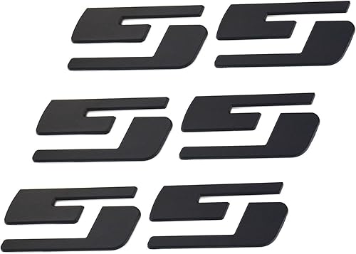3 pares de emblemas SS insignias con logotipos 3D para Chevrolet Silverado Gmc Sierra (negro mate)