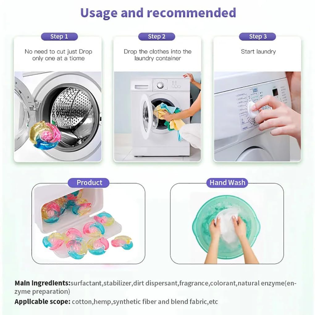 BELARO 5 in 1 laundry pods for washing machine suitable for Front/Top Load Semi-automatic Detergent pods for washing machine Super Laundry Cleaning Tablets, Odor, Stain Remover (30) 3