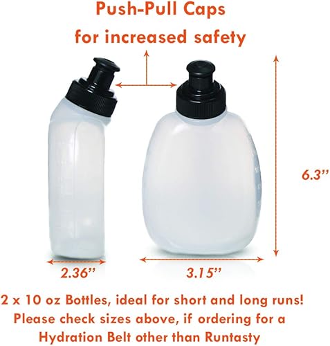 Miniatura 3 de Botellas de agua sin BPA de 10 onzas – Paquete de 2 cinturones de hidratación de repuesto para el ganador, tapas de empuje-tirar, diseño a prueba de
