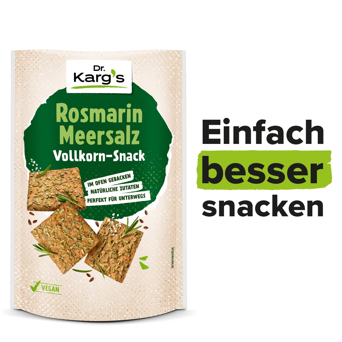 Dr. Karg’s Vollkorn-Snack Rosmarin Meersalz 10x110g vegan knusprig
