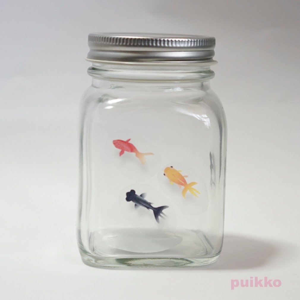 Amazon.co.jp: puikko 透明シール 金魚イラスト（影付き）（A6×2枚