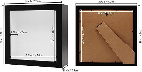 Miniatura 3 de Marco de caja de sombra de 7 x 7 pulgadas, color negro, caja de sombra 3D, caja de memoria para cápsulas, colecciones, recuerdos, collages, regalos