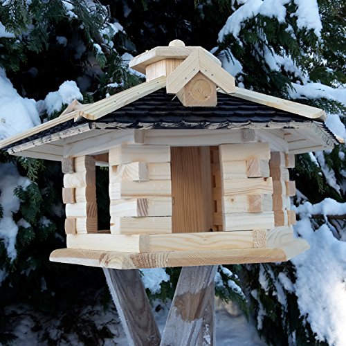 Vogelhaus Vogelhäuser Vogelfutterhaus Vogelhäuschen aus Holz Schreinerarbeit Gaube Schwarz sehr Groß XXL - 3