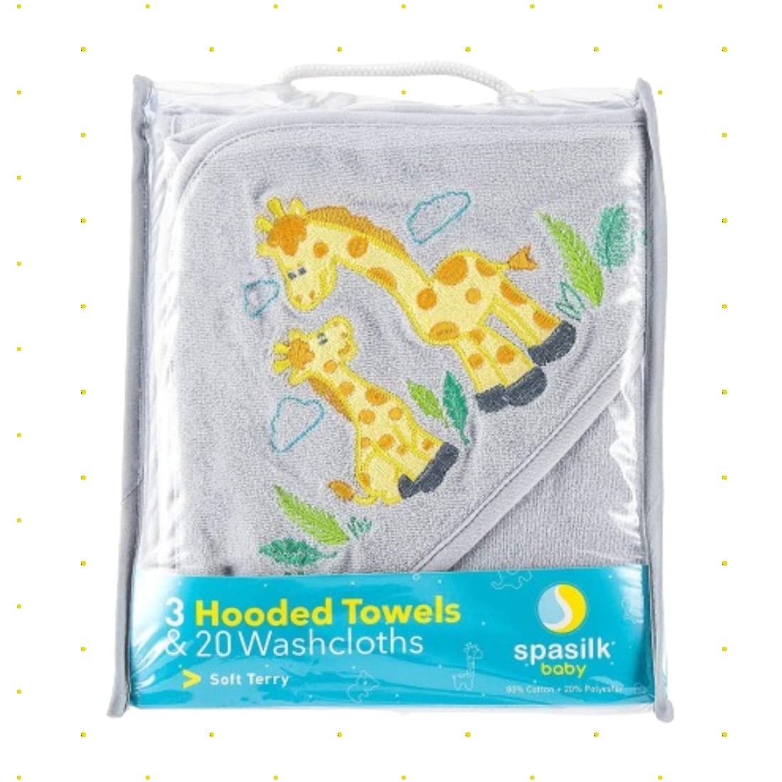 SpaSilk Juego de toallas y toallas de baño con capucha para bebés, juego de regalo de 23 piezas, gris, (regalo GBA23 0501)