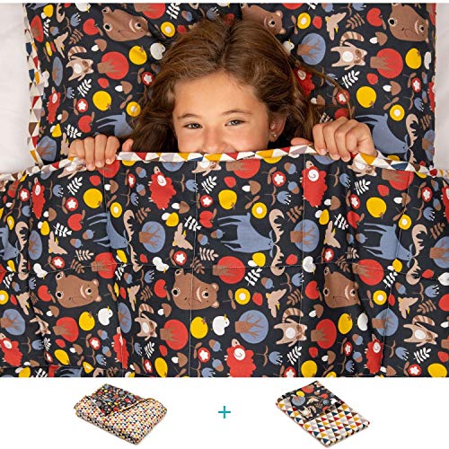 BANBALOO- Manta pesada reversible para niños y adolescentes. Kit Manta ponderada adaptable al cuerpo y funda de almohada/Cubierta lavable opcional. Edredón de gravedad sensorial para mejorar el sueño.