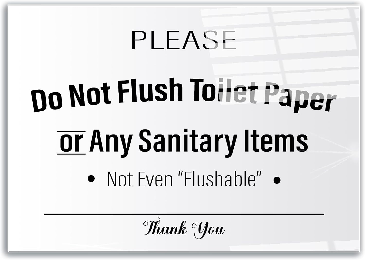 Do Not Flush Toilet Paper Rules Sign White 3.5x5 Inch