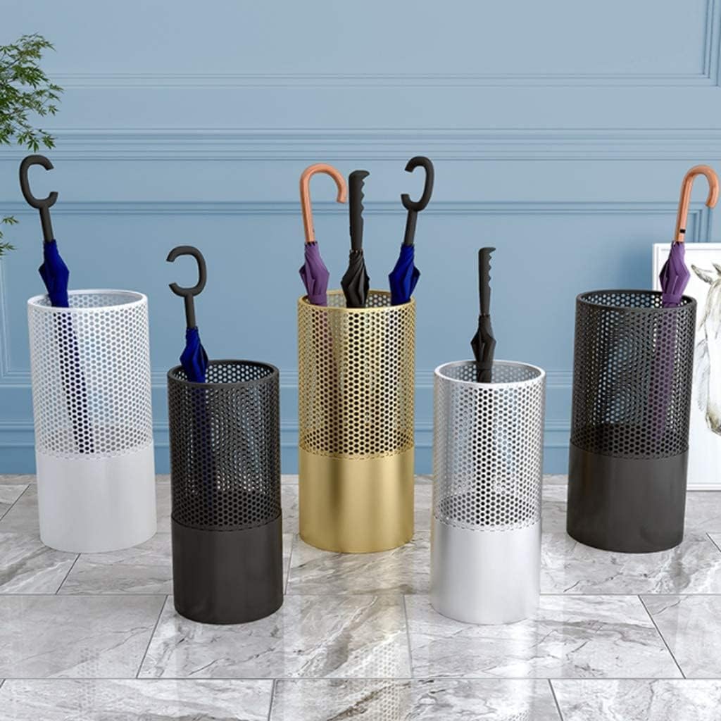 Modern Metal Umbrella Stand with Hooks, Stylish Hollow Design, Space-Saving Umbrella Holder for Home, Office, Entryway, and Functional Umbrella nizer.
