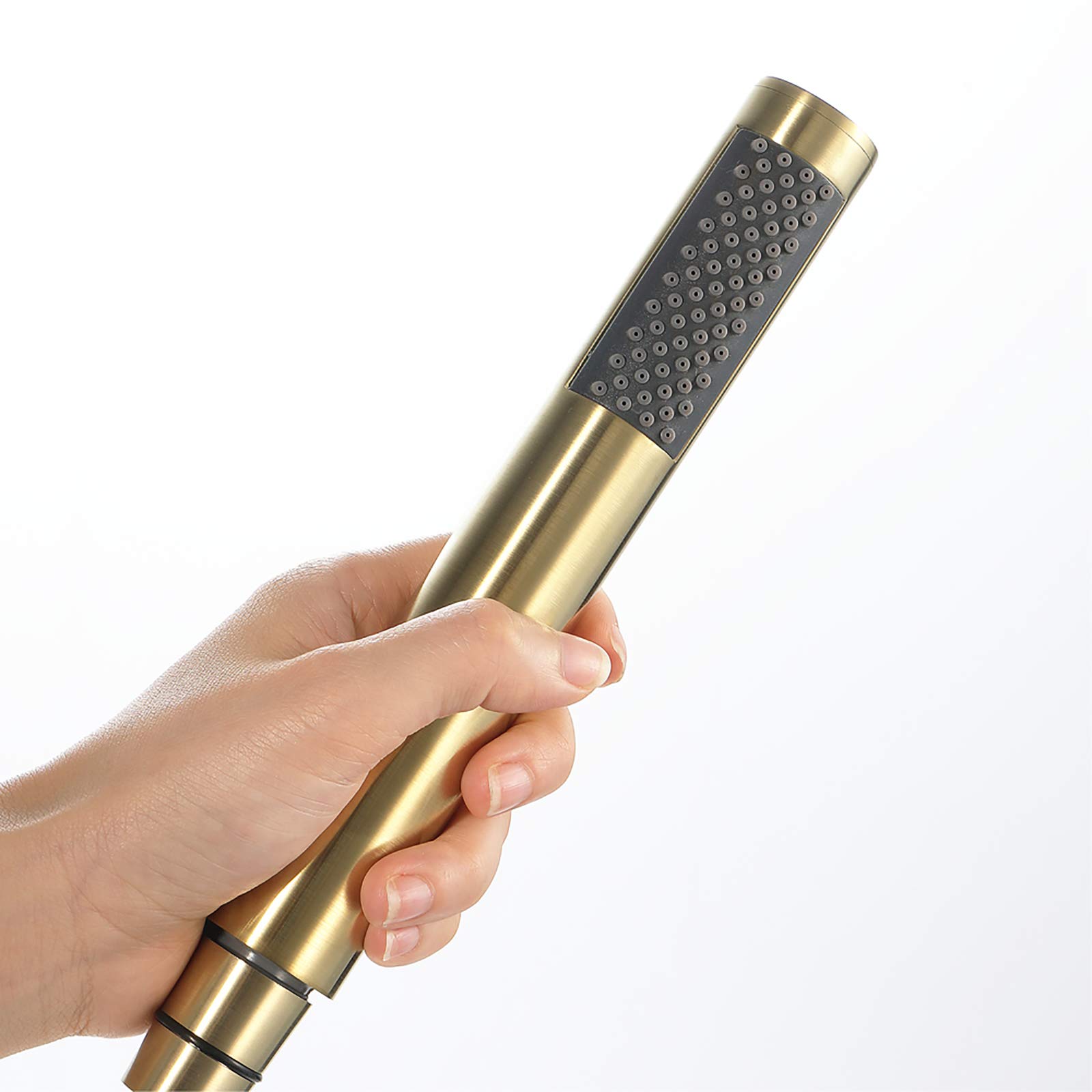 Oro Cepillado Alcachofa de Ducha Alta Presión Cabezal de Ducha, Universal Latón Ducha de Mano con 1.5M de Acero Inoxidable Tubo Flexible y Latón Soporte