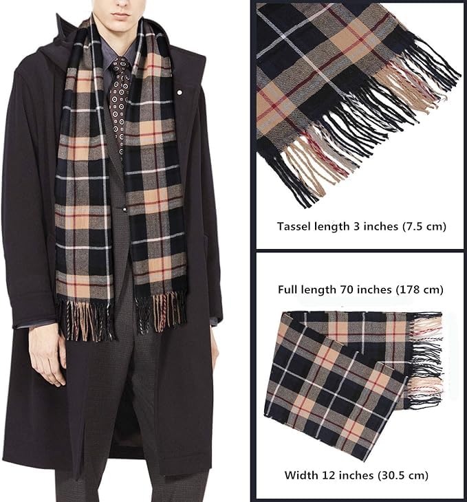 Soft Cashmere Feel Winter Scarf Women and Men Classic Plaid Scarf4