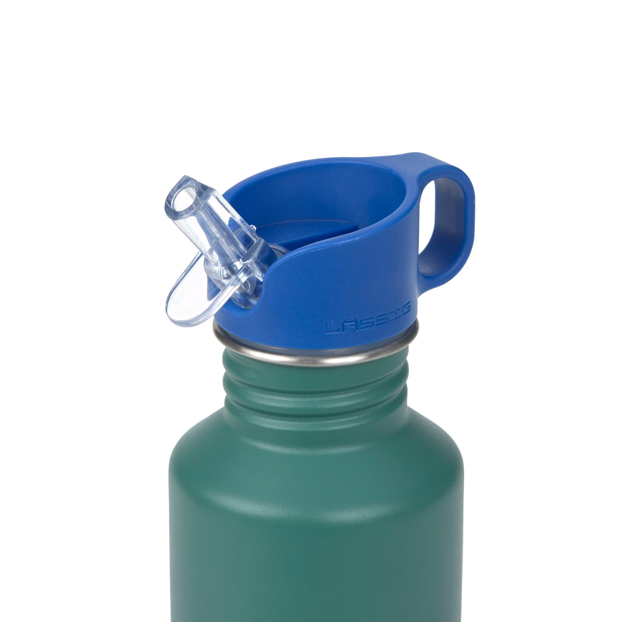 LÄSSIG Butelka do picia ze stali nierdzewnej, bez BPA, 500 ml, do przedszkola, szczelna, ze sportowym zamknięciem do picia/butelka ze stali nierdzewnej, Little Gang Rainbow Green | Do przedszkola i szkoły, wytrzymała, odporna na pękanie, szczelna, nie zaw