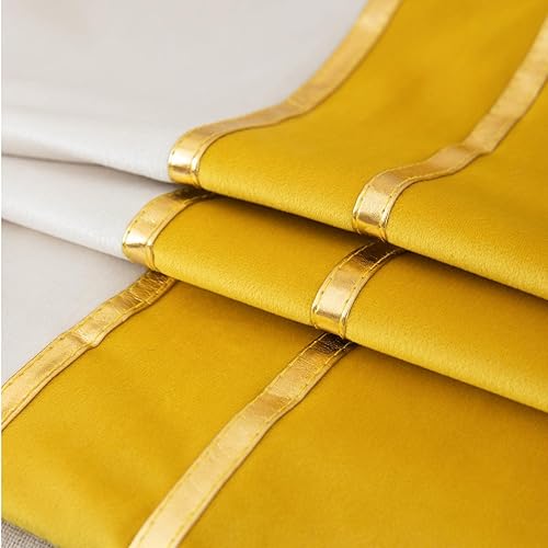Miniatura 2 de ZLINA Juego de 2 fundas de almohada decorativas de terciopelo amarillo y blanco con retazos de cuero dorado de 16 x 16 pulgadas, fundas de cojín