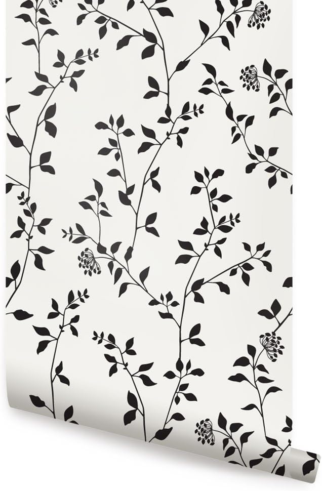 Simple Shapes Branch Flower Wallpaper - Orange - 2 ft x 9 ft - Single