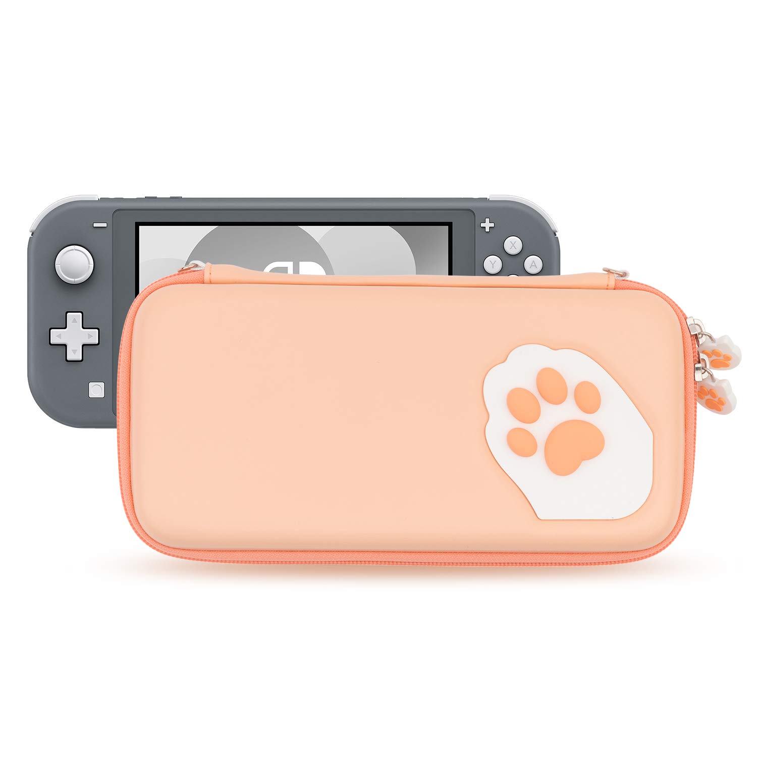 Super Sale 🛒 Geekshare Cat Paw Case Compatible with Nintendo Switch Lite- Portable Hardshell Slim Travel Carrying Case fit Switch Lite & Game Accessories - A Removable Wrist Strap (Orange)