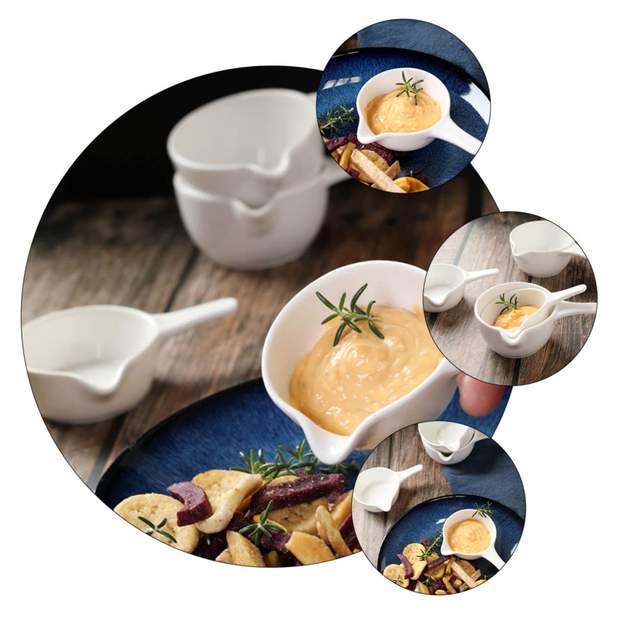 CIYODO 2pcs Tomato Sauce Saucer Dish Spice Dishes Para Mini Postres Sauce Bowls Jam-pot Saucer Appetizer Plates Snack Tray Salad Seasoning Mini Sushi Dipping Bowls Jam Bowl White Ceramics