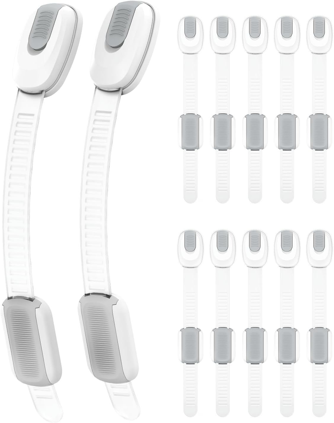 12 Packs Baby Proofing Cabinet Locks for Drawer/Door/Fridge/Trashcan/Toilet | BBsecure Child Proof Cabinet Locks with 3M Adhesive, Adjustable No Drilling Child Safety Cabinet Locks Straps for Baby Safety