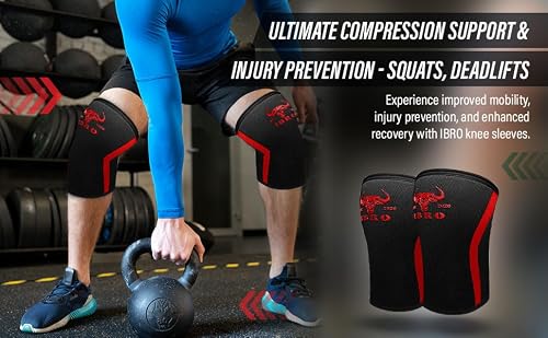 IBRO Premium 7MM Knee Sleeves (Pair) for Weightlifting & Powerlifting, Ultimate Compression Support & Injury Prevention - Squats, Deadlifts - for Men & Women, 1 Year Warranty, Black M - Thumbnail 5