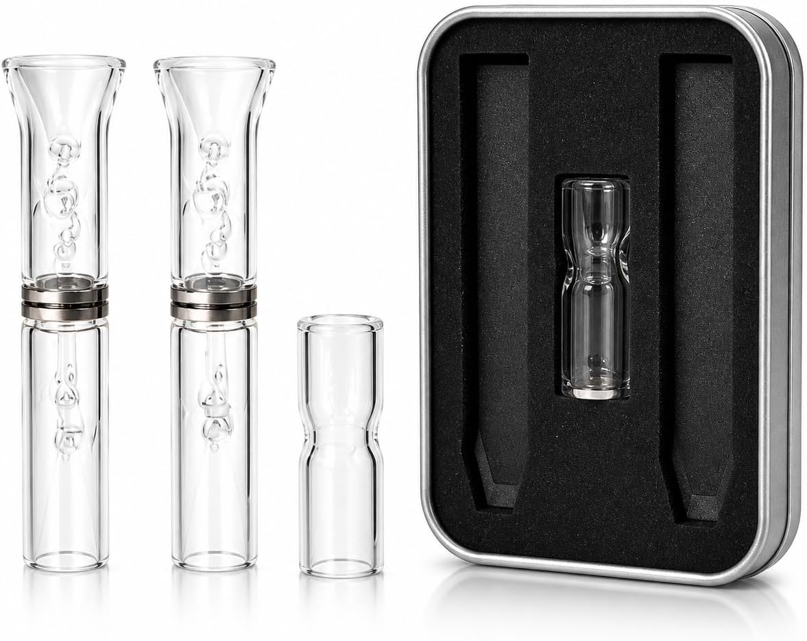Reusable Cigarette Filter Tip Set – Magnetic Glass Filter Tips | Borosilicate Glass | Portable Storage Case | Smooth Draw | Easy Clean