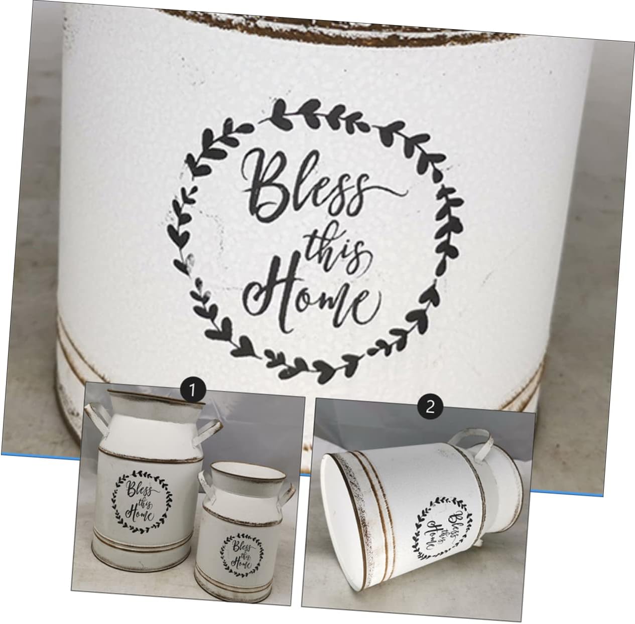 European-Style Milk can Vase 7.87 Inch Rustic Floral Arrangement Pot Holder Table Centerpiece Decoration for Home Office