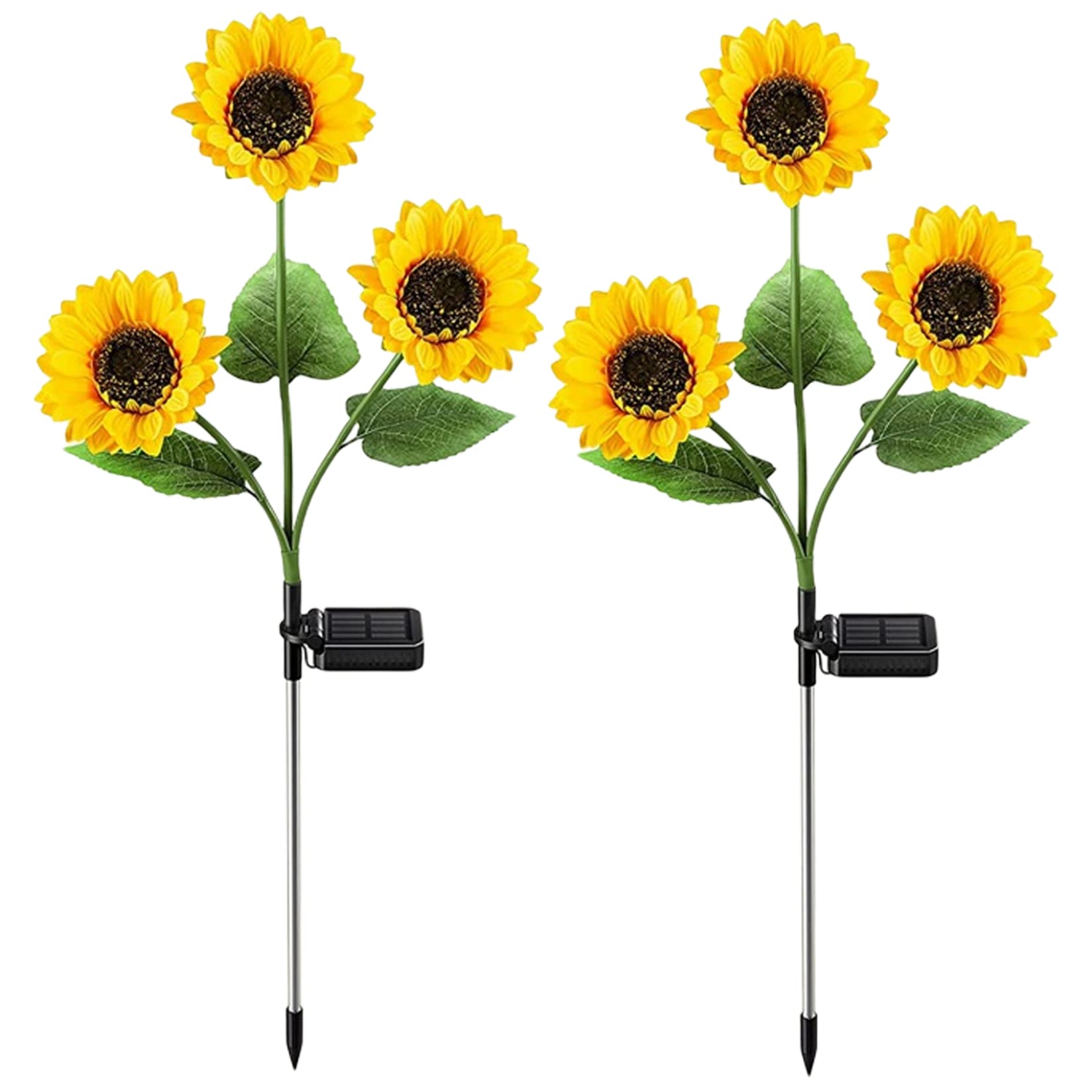 Sunflower Lights, Solar Flower Outdoor Solar Garden Lights Decorative 3-Heads Sunflowers Solar Stake Lights Waterproof Solar Yard Lights Gift Decor For Patio Backyard 2Pcs