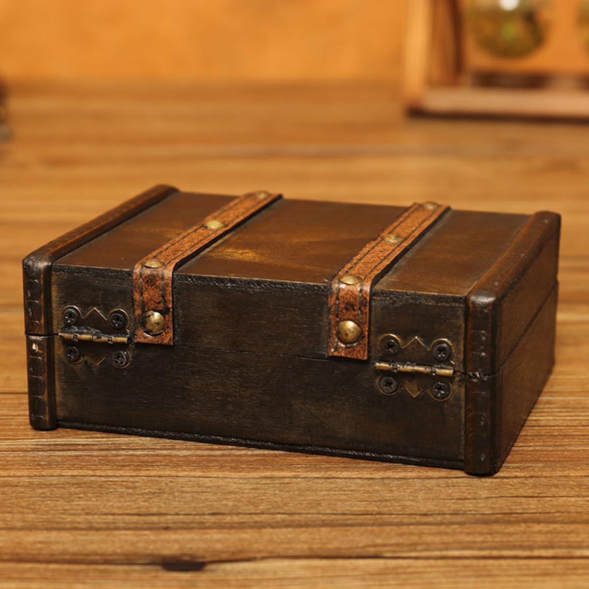 VILLCASE Vintage Wooden Jewelry Box Decorative Desk Organizer with Lid image 5