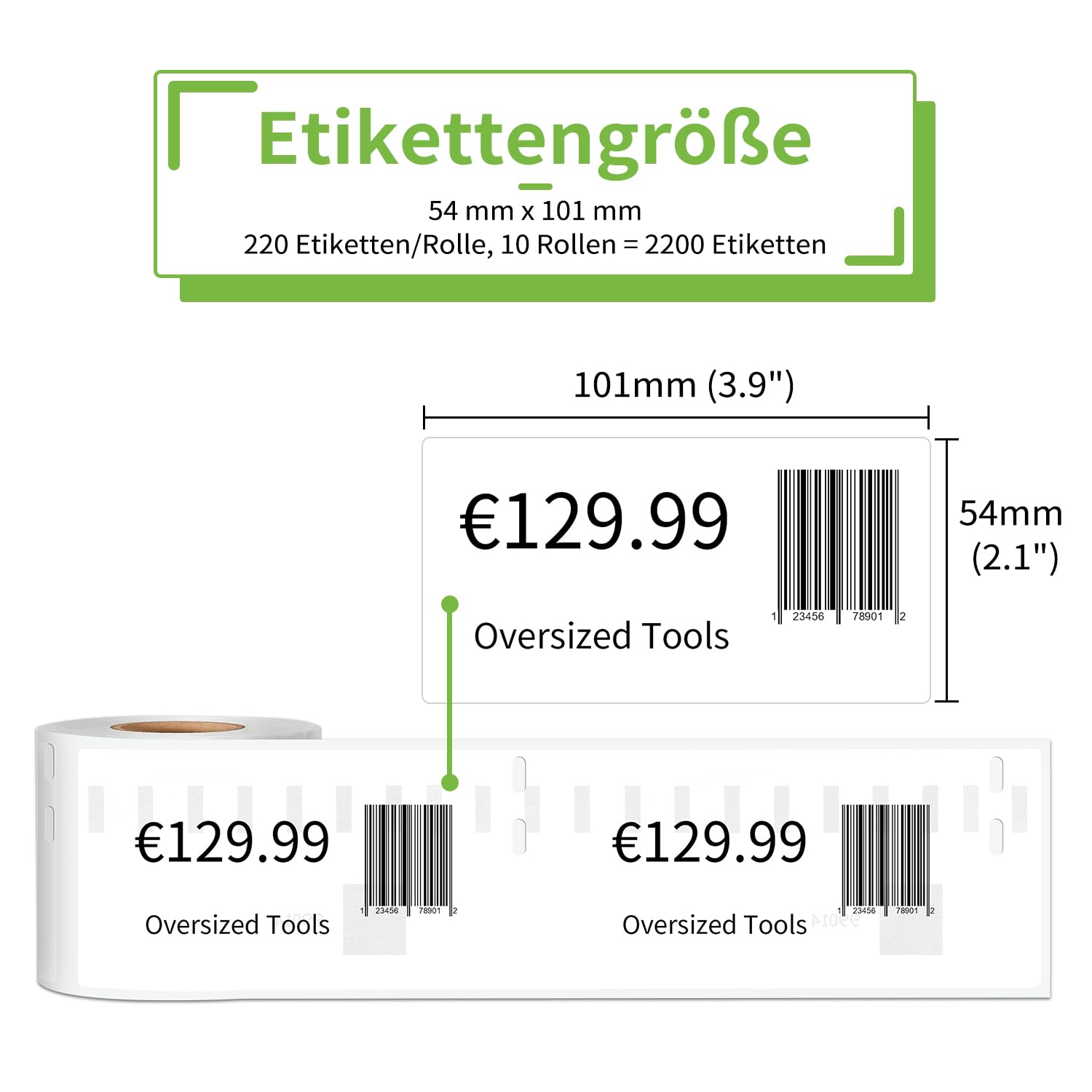 Doruimi 10 Rollen 54mm x 101mm Versandetiketten Kompatibel mit DYMO 99014 | Selbstklebend Adress-Etiketten for DYMO Label Writer 450 400 4XL 330 320 310 Twin Turbo Duo, White(220 Labels/Roll)