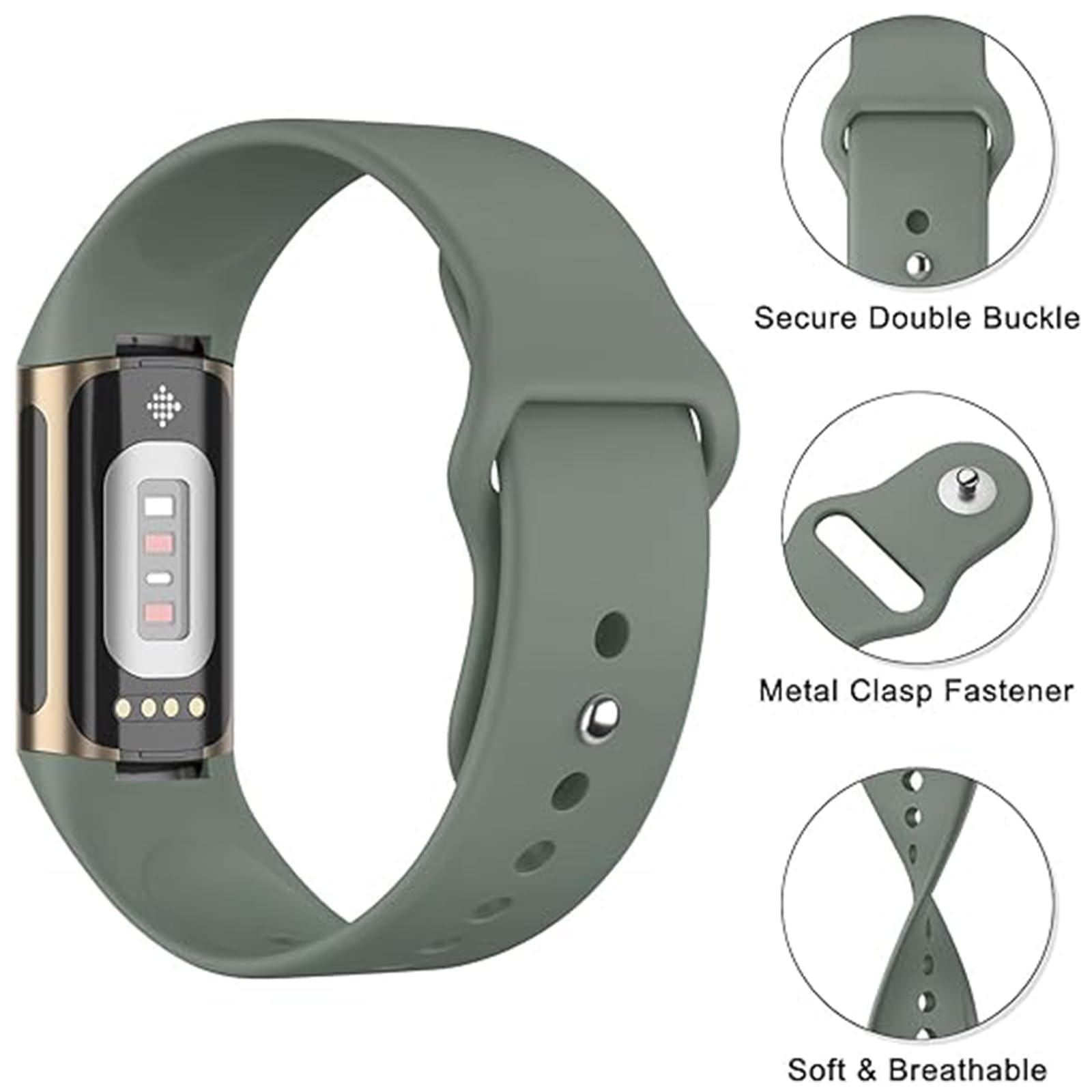 Meliya Strap for Fitbit Charge 6 for Women Men Silicone Replacement Sport Replacement Wristband Compatible with Charge 5 - Image 3