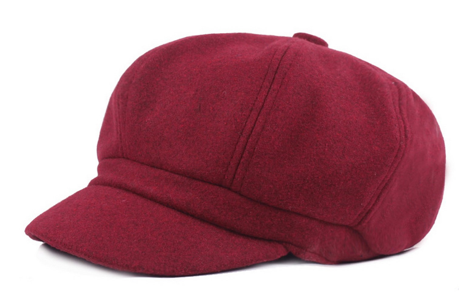 Brcus Women's Wine Red Vintage Newsboy Cabbie Peaked Beret Cap Warm Baker Boy Visor Hat Flat Cap, One Size