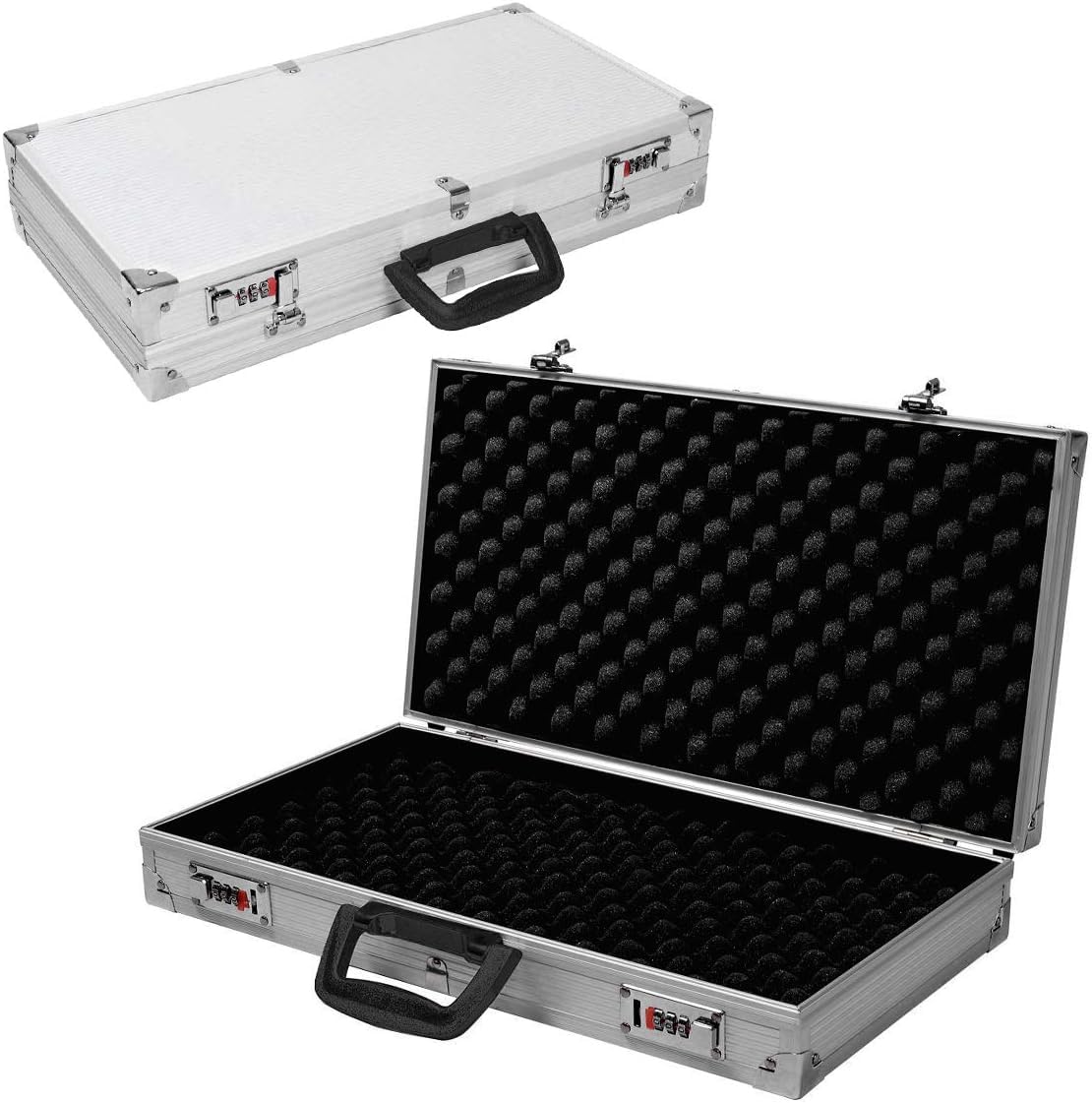 GOPLUS Funda para Arma de ABS con 2 Cerraduras de Combinación, Maletín para Pistola, Caja de Almacenamiento Segura y Resistente, Funda para Arma, Plata