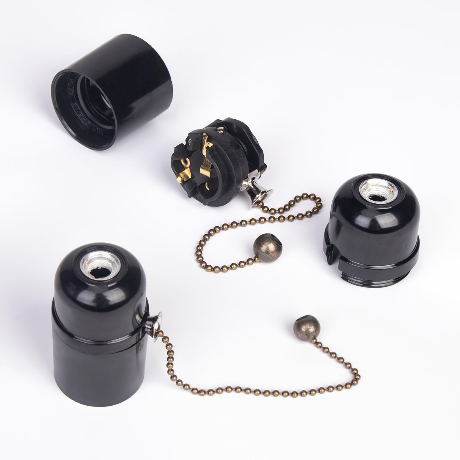 FIRVRE Retro 2×E26 lamp holder with pull chain,Waterproof lamp bases,Edison vintage bulb holder,screw bulb adapter for glass bankers desk lamp floor lamp wall lights