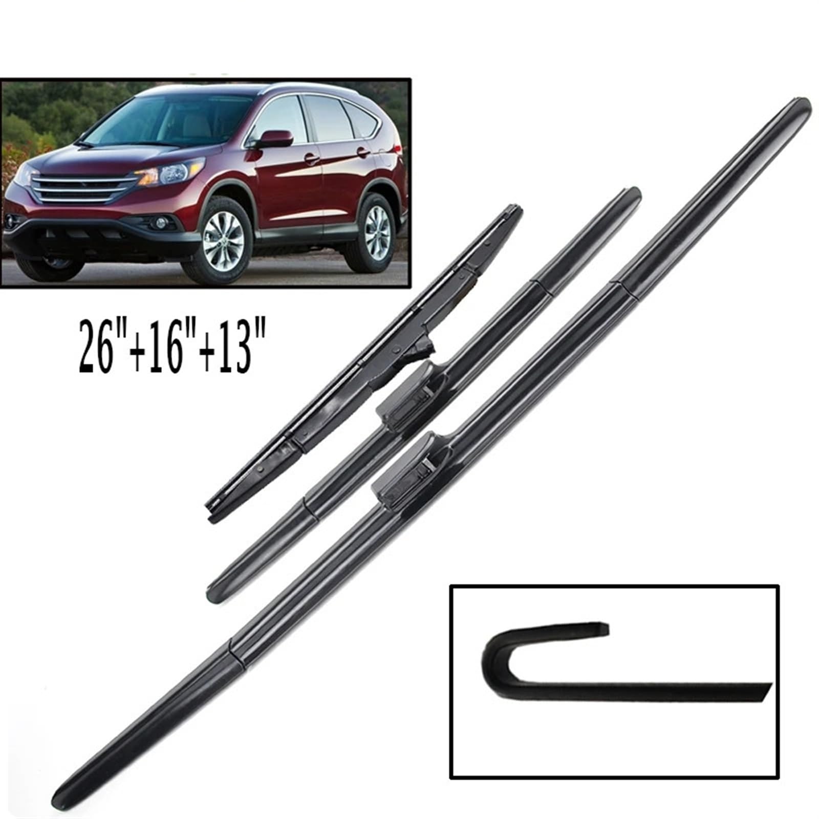 Limpiaparabrisas Coche Compatible Con Para CR-V Para CRV 2012 2013 2014 2015 2016 Escobillas De Limpiaparabrisas Limpiaparabrisas Delantero Y Trasero 26" 16" 13"