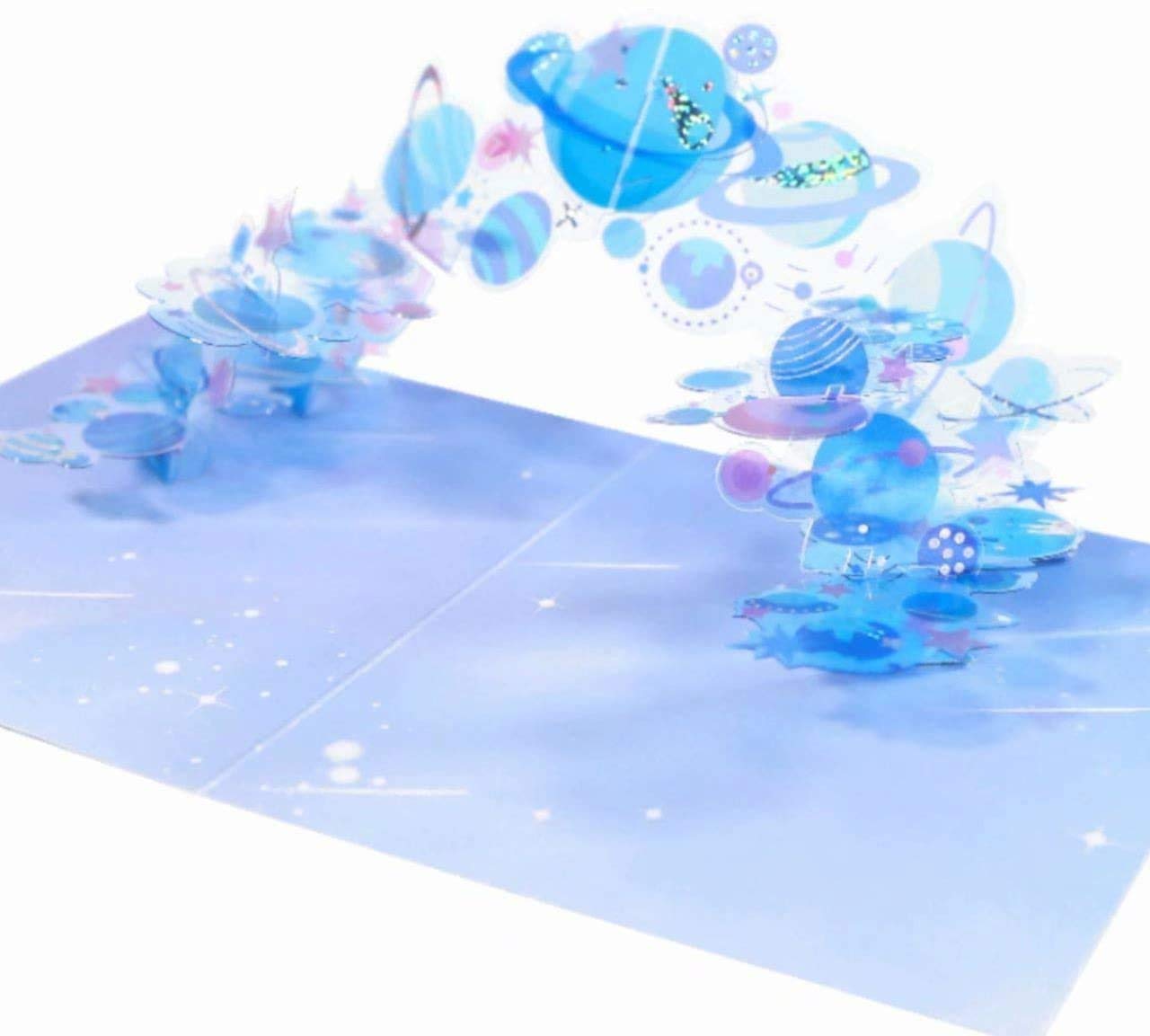 Happy Greeting 3D Pop Up greeting Card Love You Card (Blue Crystal Planet)